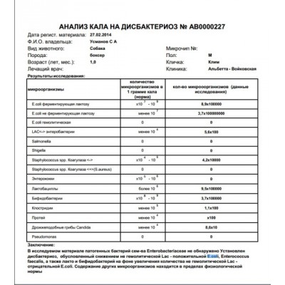 Анализ кала на дисбактериоз